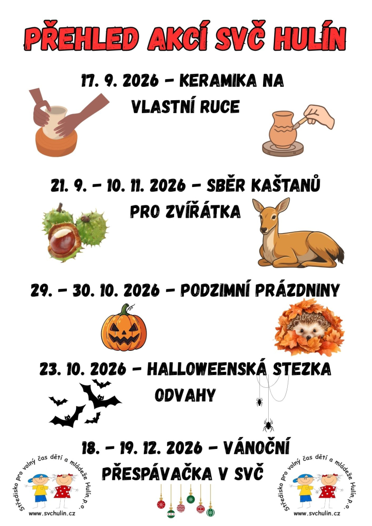 Přehled akcí SVČ HULÍN do konce roku 2026