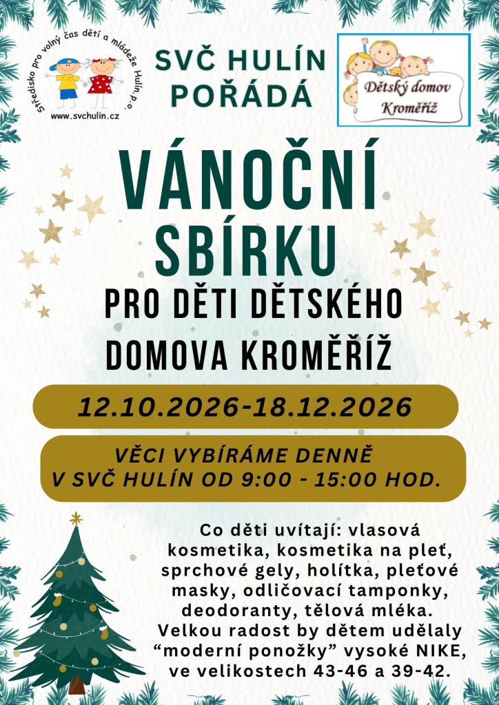 Vánoční sbírka pro děti Dětského domova Kroměříž